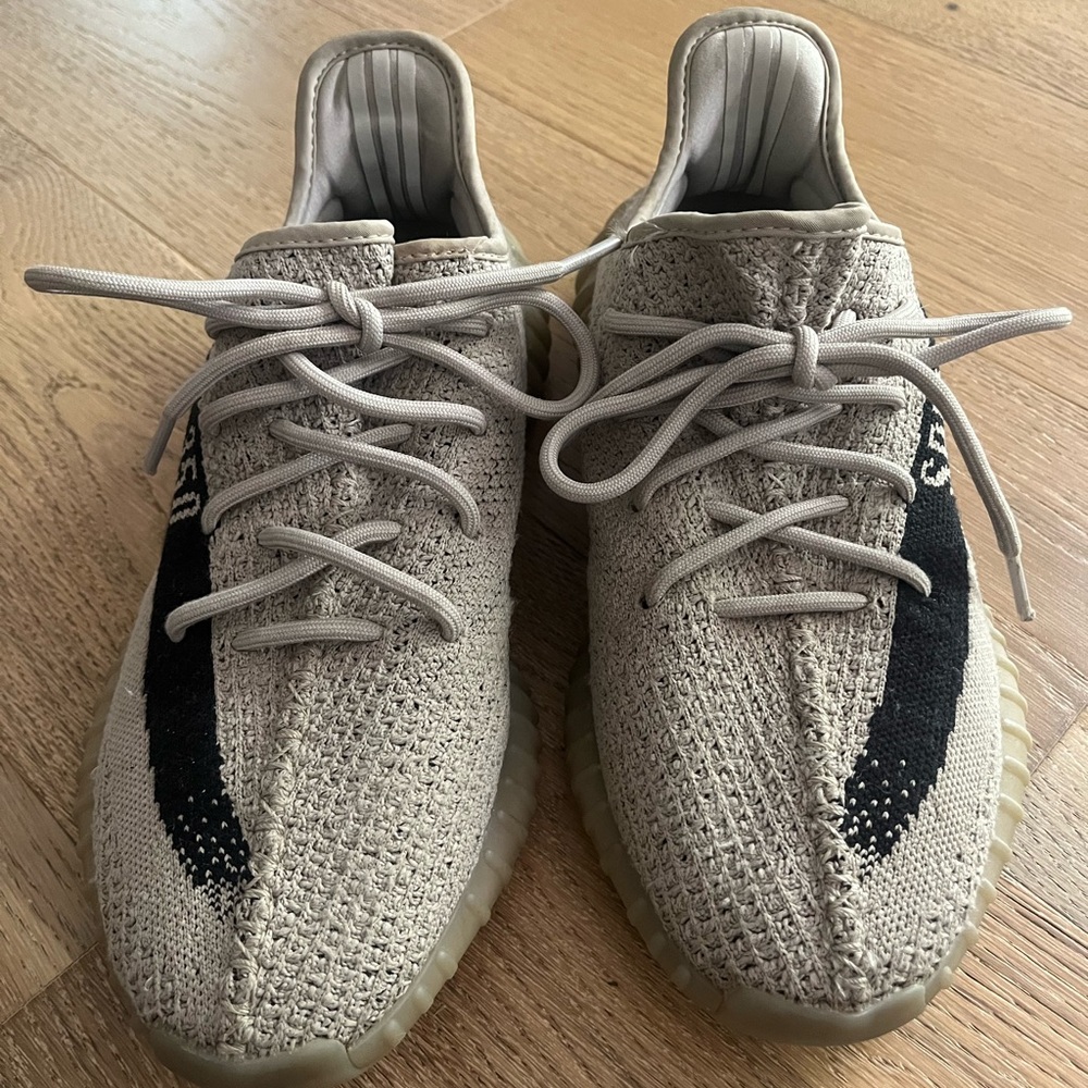 Yeezys Adidas Tan and Black Sneakers with Primeknit Upper